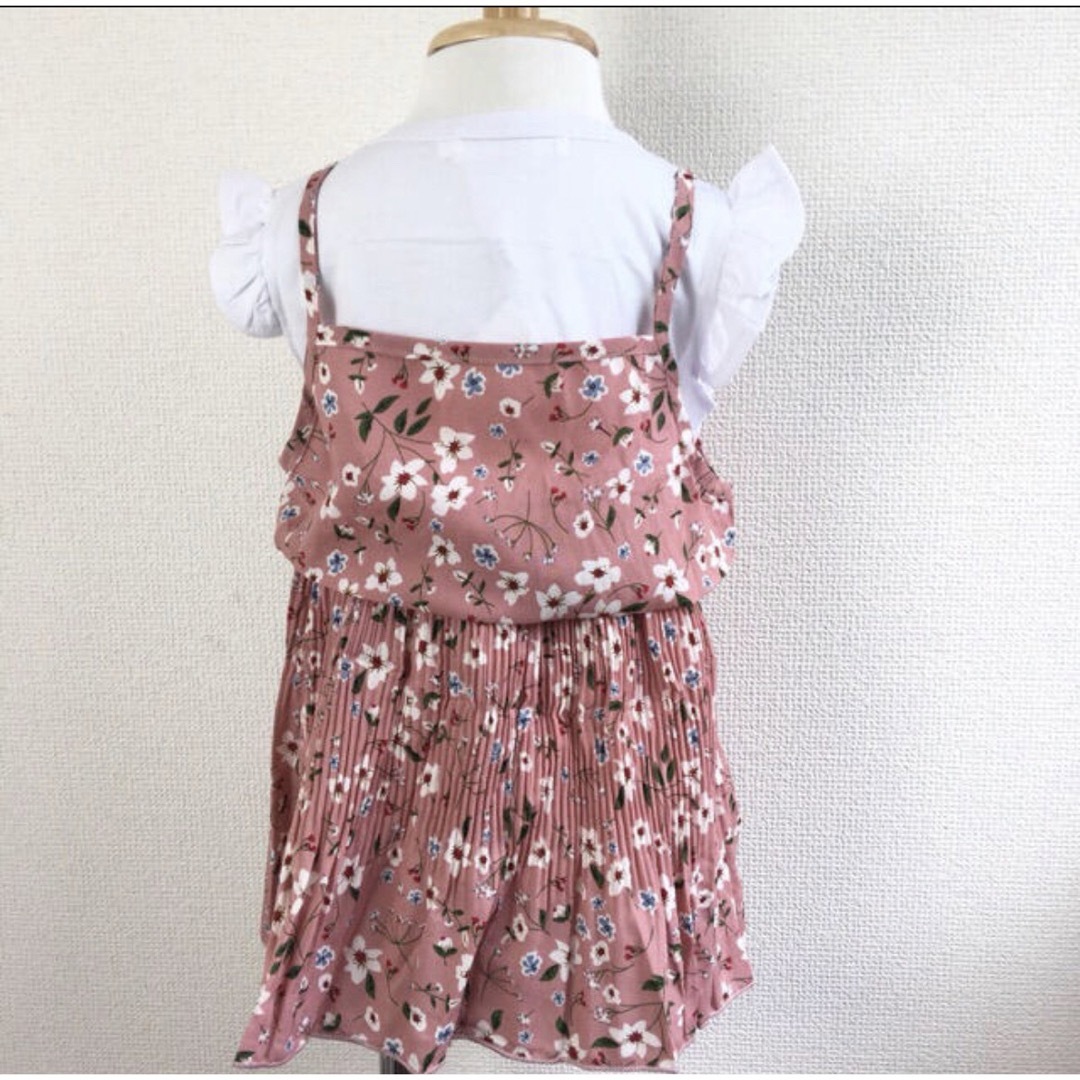 韓国子供服　ワンピース　着やすい　可愛い　花柄　夏服　スカート　重ね着風 キッズ/ベビー/マタニティのキッズ服女の子用(90cm~)(ワンピース)の商品写真