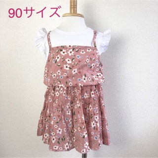 韓国子供服　ワンピース　着やすい　可愛い　花柄　夏服　スカート　重ね着風(ワンピース)