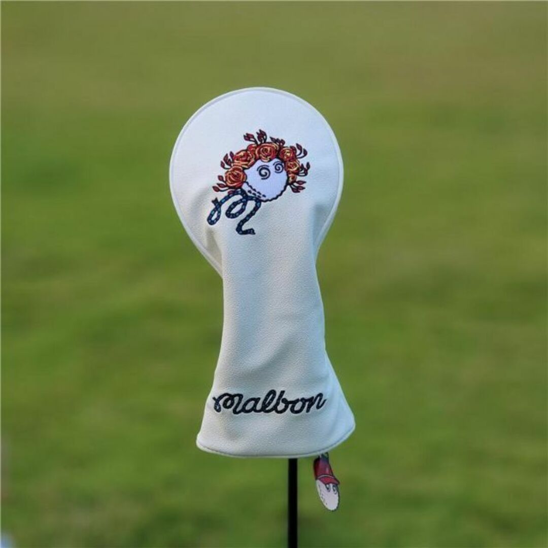 ゴルフ ヘッドカバー マルボン ゴルフ Malbon ヘッドカバー 5個 白