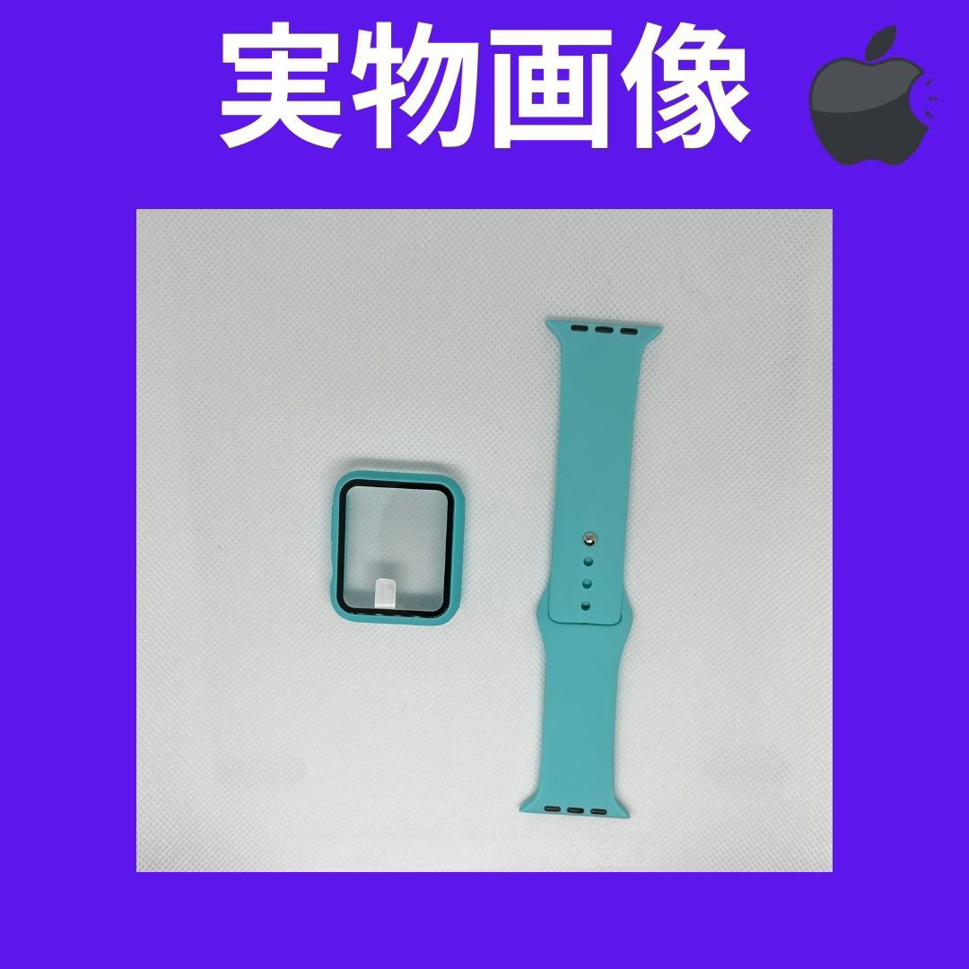 AppleWatch 表面カバー＆ベルト44㎜ ライトスカイブルー S スマホ/家電/カメラのスマホアクセサリー(モバイルケース/カバー)の商品写真