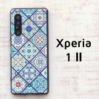 Xperia 1 Ⅱ ブルー タイル ソフトケース カバー(モバイルケース/カバー)