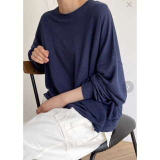 キャナルジーン(CANAL JEAN)のエルマール リネン混スラブロングTシャツ 今期 キャナルジーン(Tシャツ(半袖/袖なし))