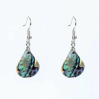 ニュージーランドアワビ　ピアス　二枚貝風　インテリア　天然素材　一点物　アクセ(ピアス)