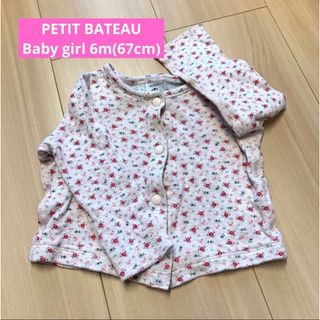 プチバトー(PETIT BATEAU)のPETIT BATEAUプチバトー花柄薄手カーディガン 6m/67cm(カーディガン/ボレロ)