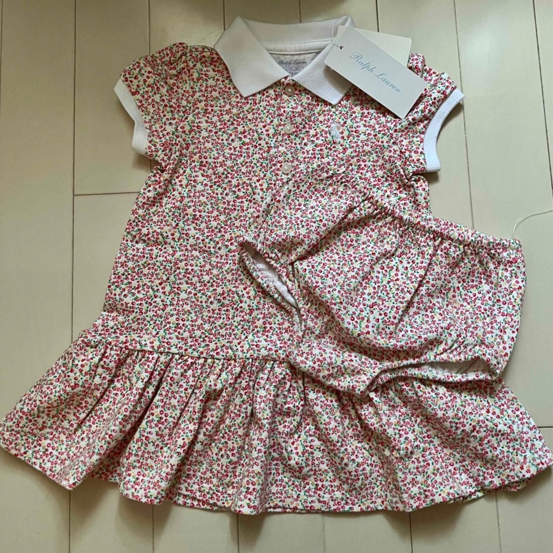 ラルフローレン フローラル ポロ ドレス&ブルマー 12M 80㎝ キッズ/ベビー/マタニティのベビー服(~85cm)(ワンピース)の商品写真