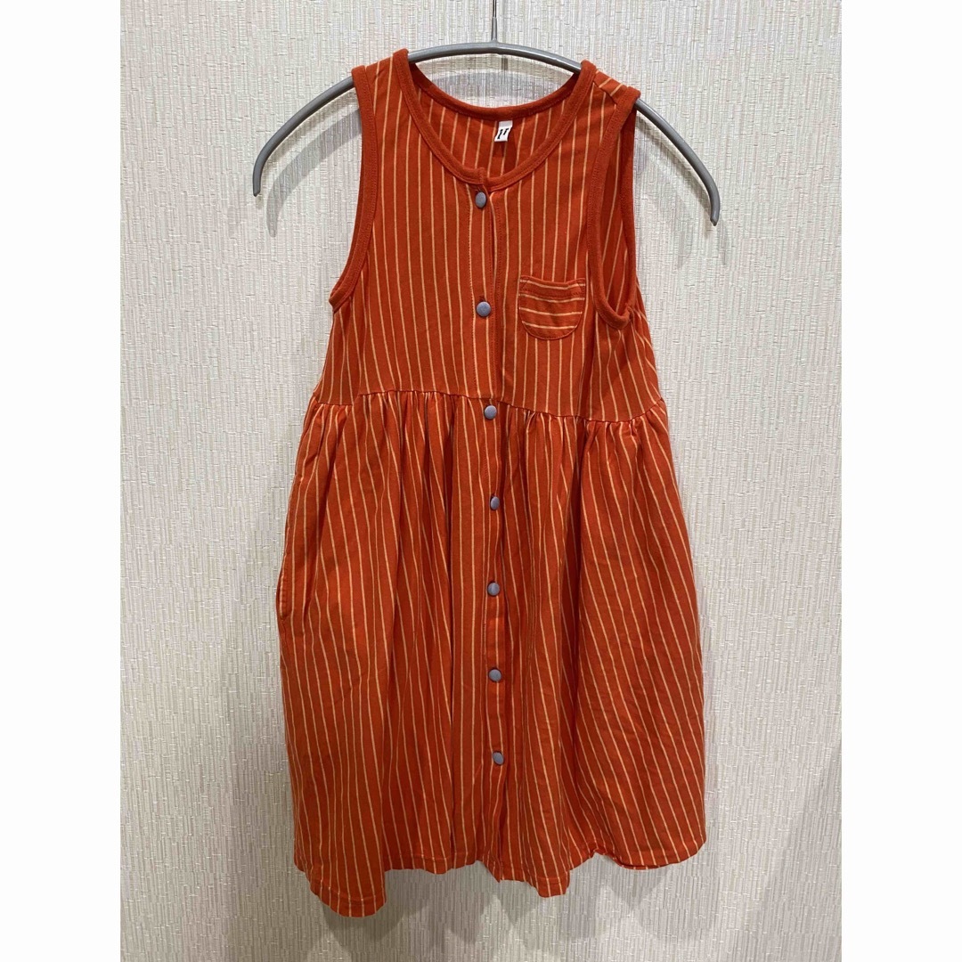 Wonder apartment ワンピース　ストライプノースリーブ　オレンジ キッズ/ベビー/マタニティのキッズ服女の子用(90cm~)(ワンピース)の商品写真