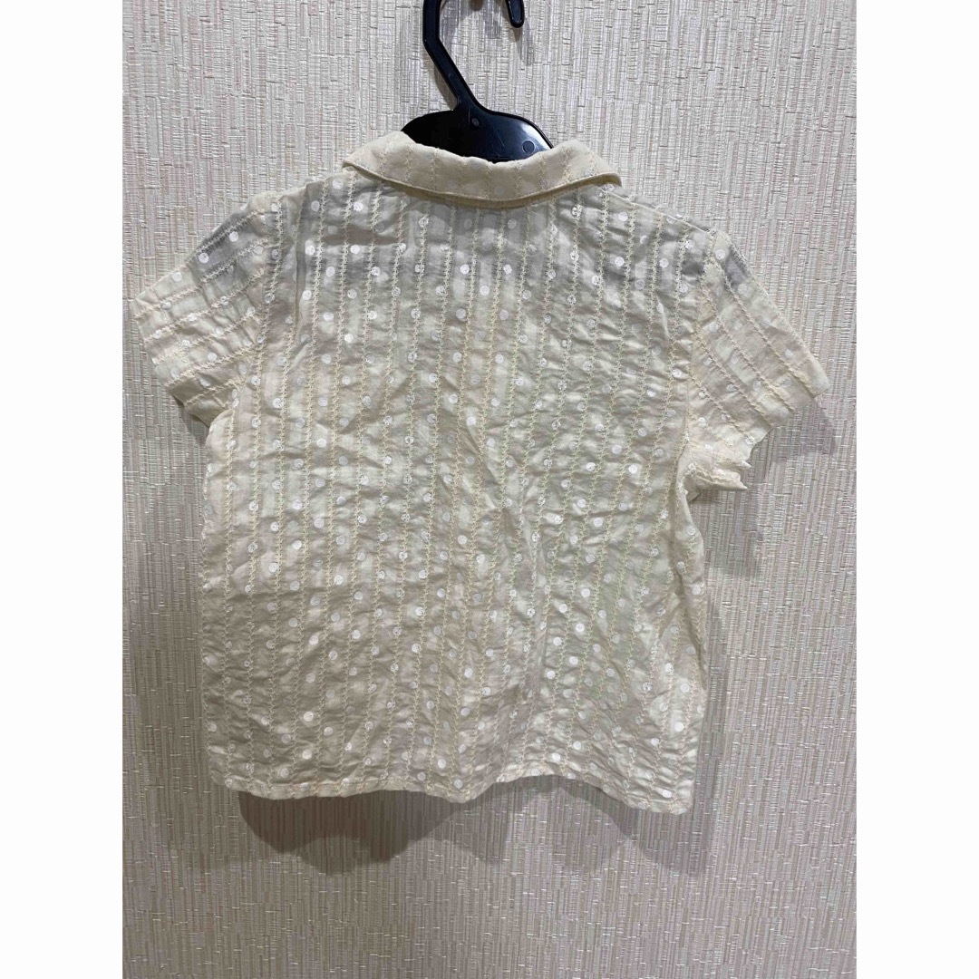 I PINCO PALLINO ブラウス　半袖　水玉　ストライプ　オフホワイト キッズ/ベビー/マタニティのキッズ服女の子用(90cm~)(ブラウス)の商品写真