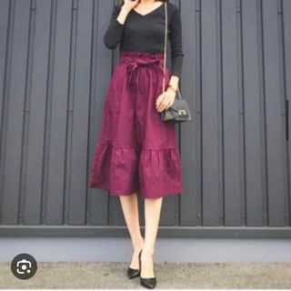 タグ付き新品 ユニクロ ハイウエストリボンフリルスカート 紫