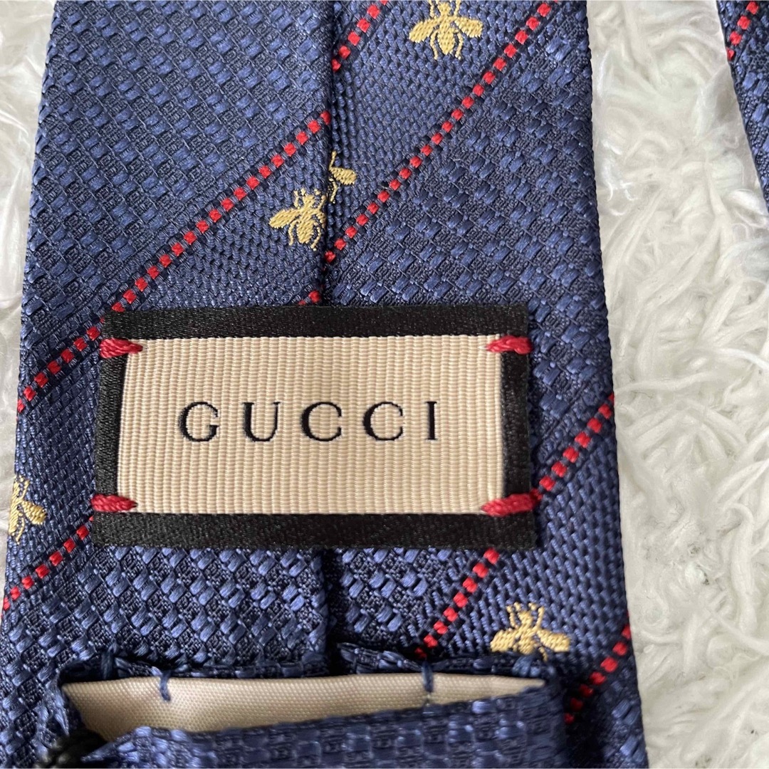 新品未使用 GUCCI グッチ BEE ビー 蜂 ハチ シルク ネクタイ 紳士