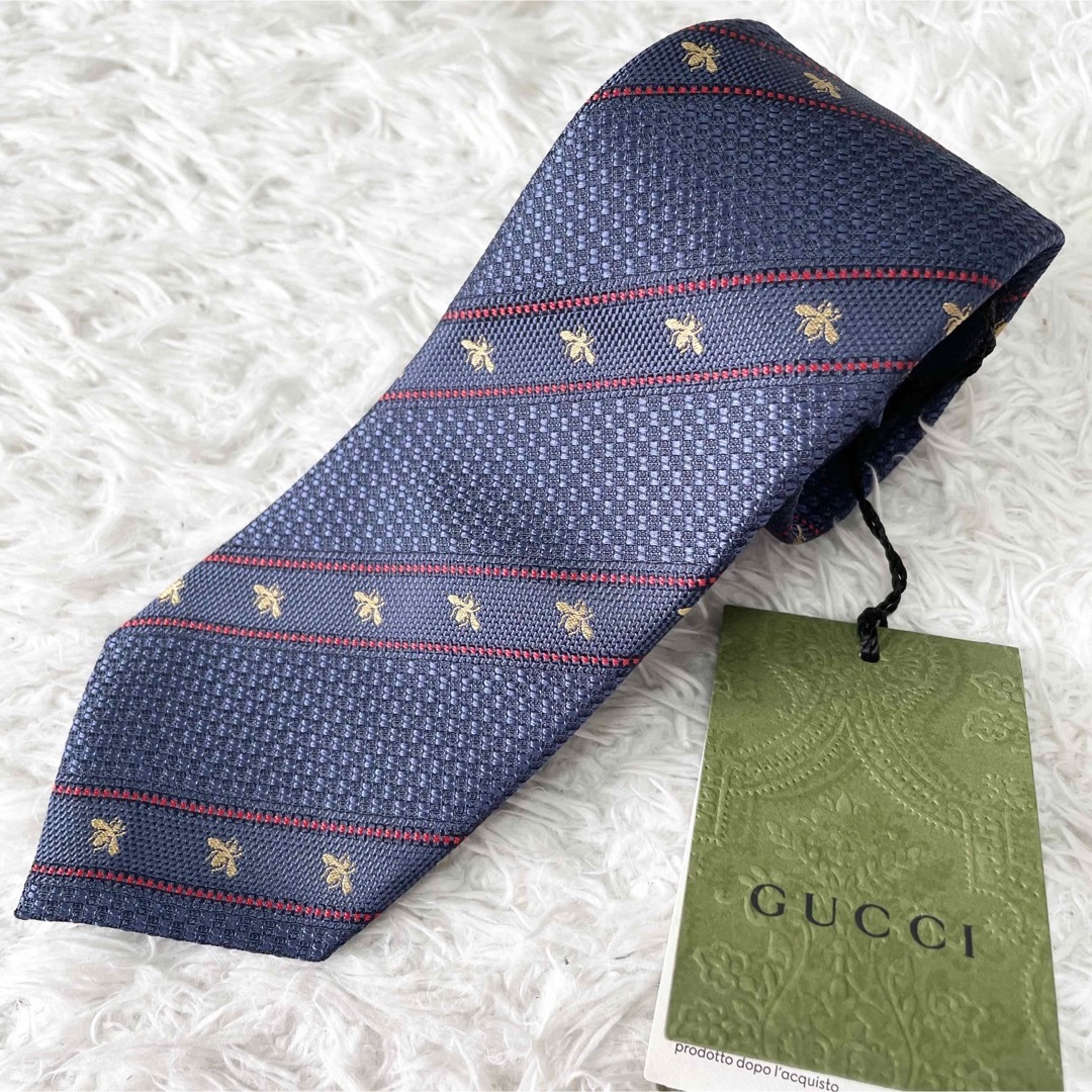 大注目 GUCCI グッチ BEE ビー 蜂 ハチ シルク ネクタイ 紳士 メンズ