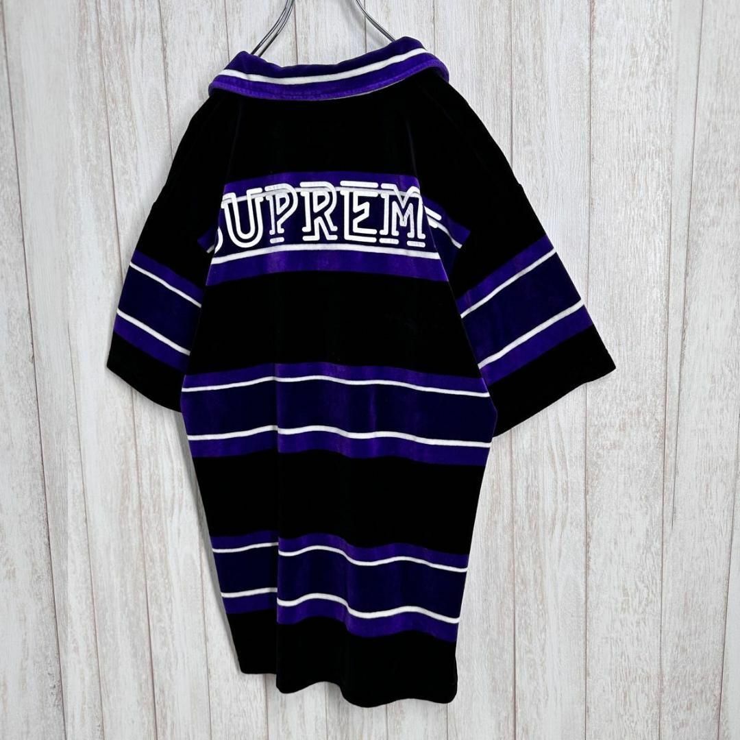 Supreme - 【希少カラー】シュプリーム バックロゴ ボーダー ベロア