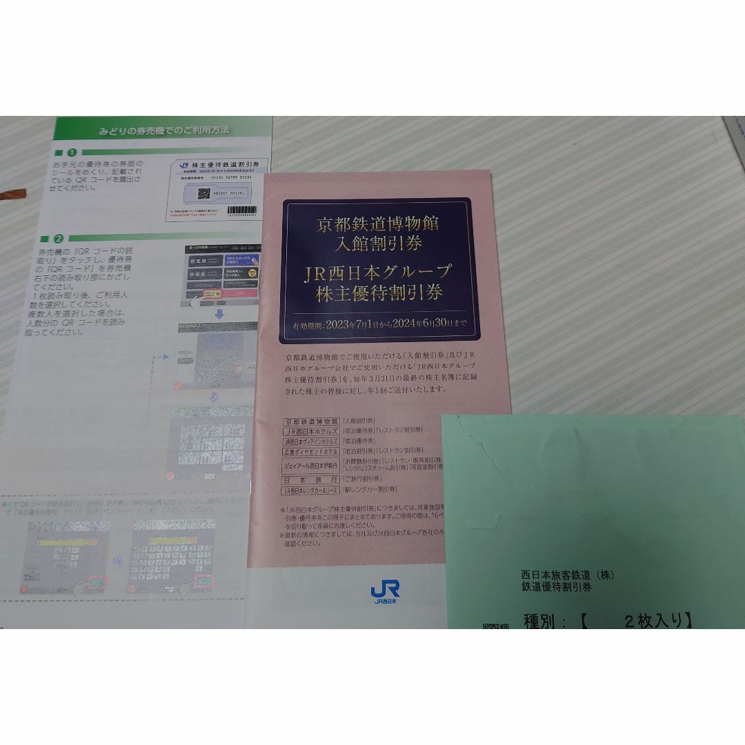 JR西日本株主優待　鉄道割引2枚　京都博物館入館割引　株主優待割引券