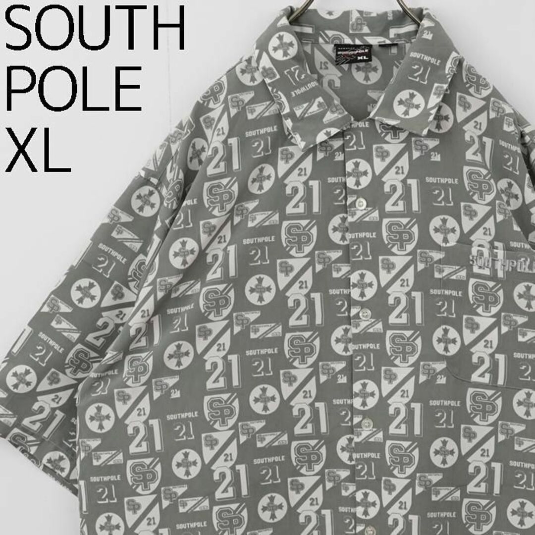 耐熱 二層 足あとぐらす (M) SOUTH POLE サウスポール 半袖シャツ 総柄