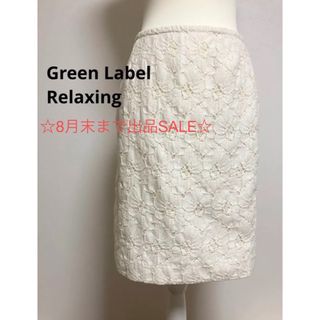 ユナイテッドアローズグリーンレーベルリラクシング(UNITED ARROWS green label relaxing)のGreen Label Relaxing 花柄刺繍スカート  美品(ひざ丈スカート)