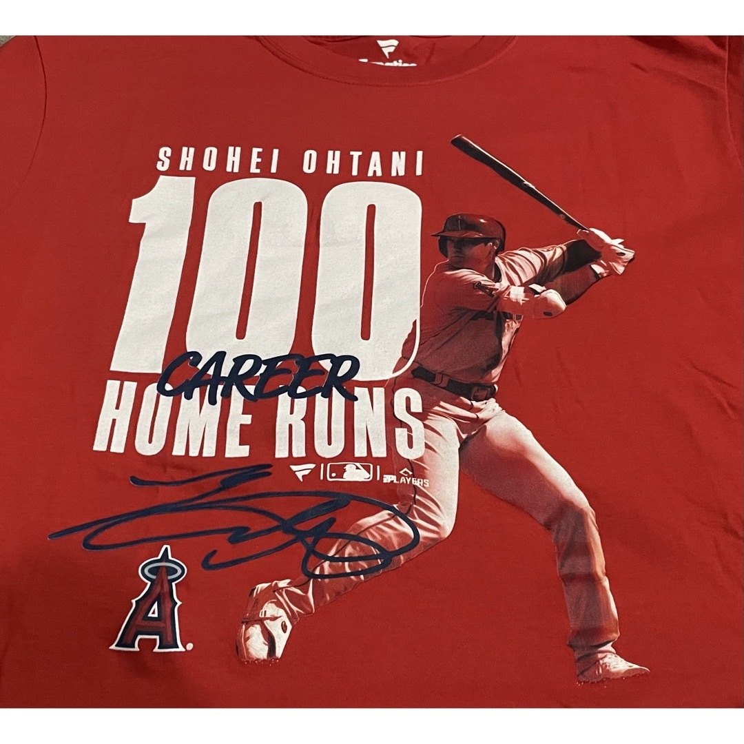 MLB(メジャーリーグベースボール)の大谷翔平 メジャー通算100号ホームラン達成記念Tシャツ Lサイズ スポーツ/アウトドアの野球(記念品/関連グッズ)の商品写真