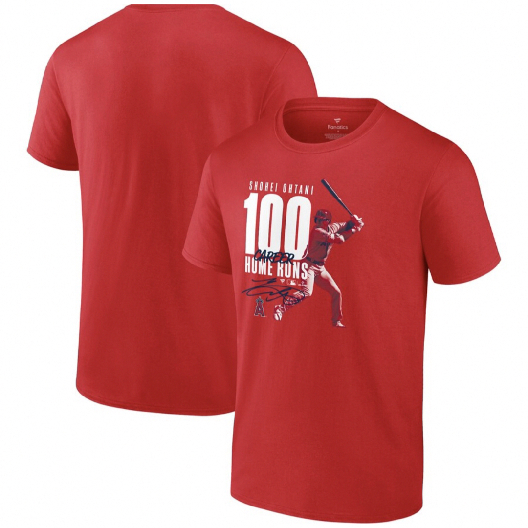 MLB(メジャーリーグベースボール)の大谷翔平 メジャー通算100号ホームラン達成記念Tシャツ Lサイズ スポーツ/アウトドアの野球(記念品/関連グッズ)の商品写真