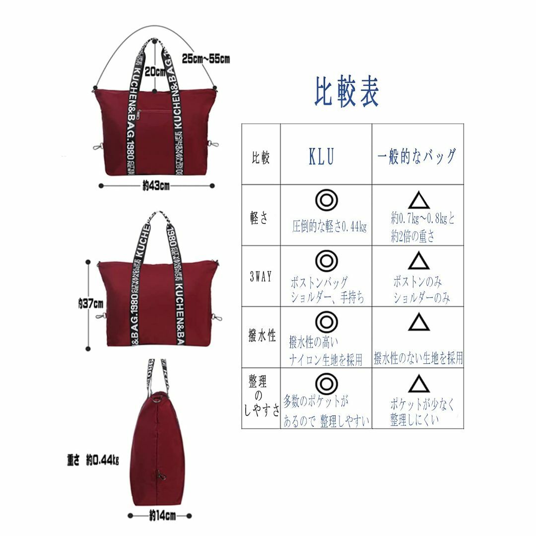 色: グレー[ケーエルユー ボストンバッグ レディース 大容量