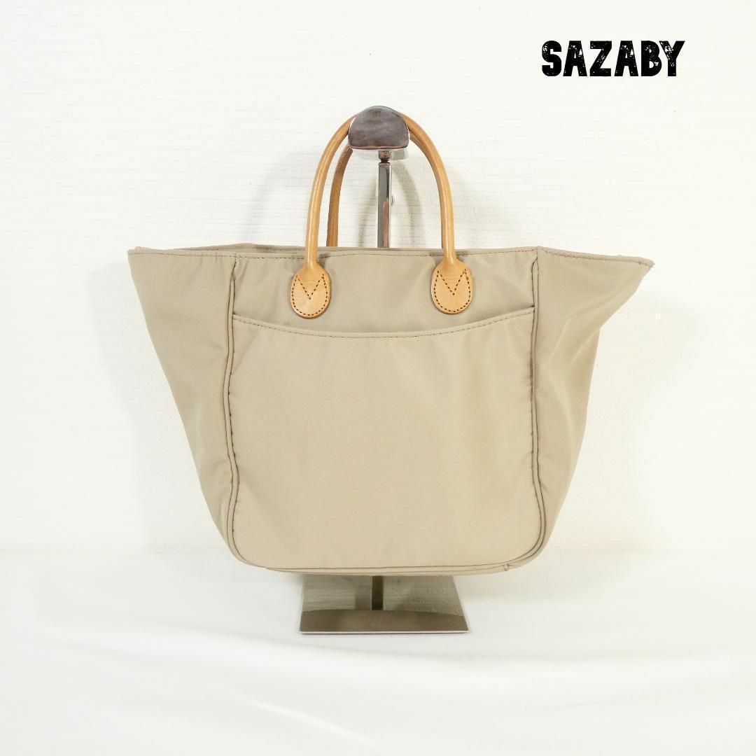 SAZABY(サザビー)の良品 綺麗 SAZABY サザビー ナイロン×レザー 舟形 ミニトートバッグ  レディースのバッグ(ハンドバッグ)の商品写真