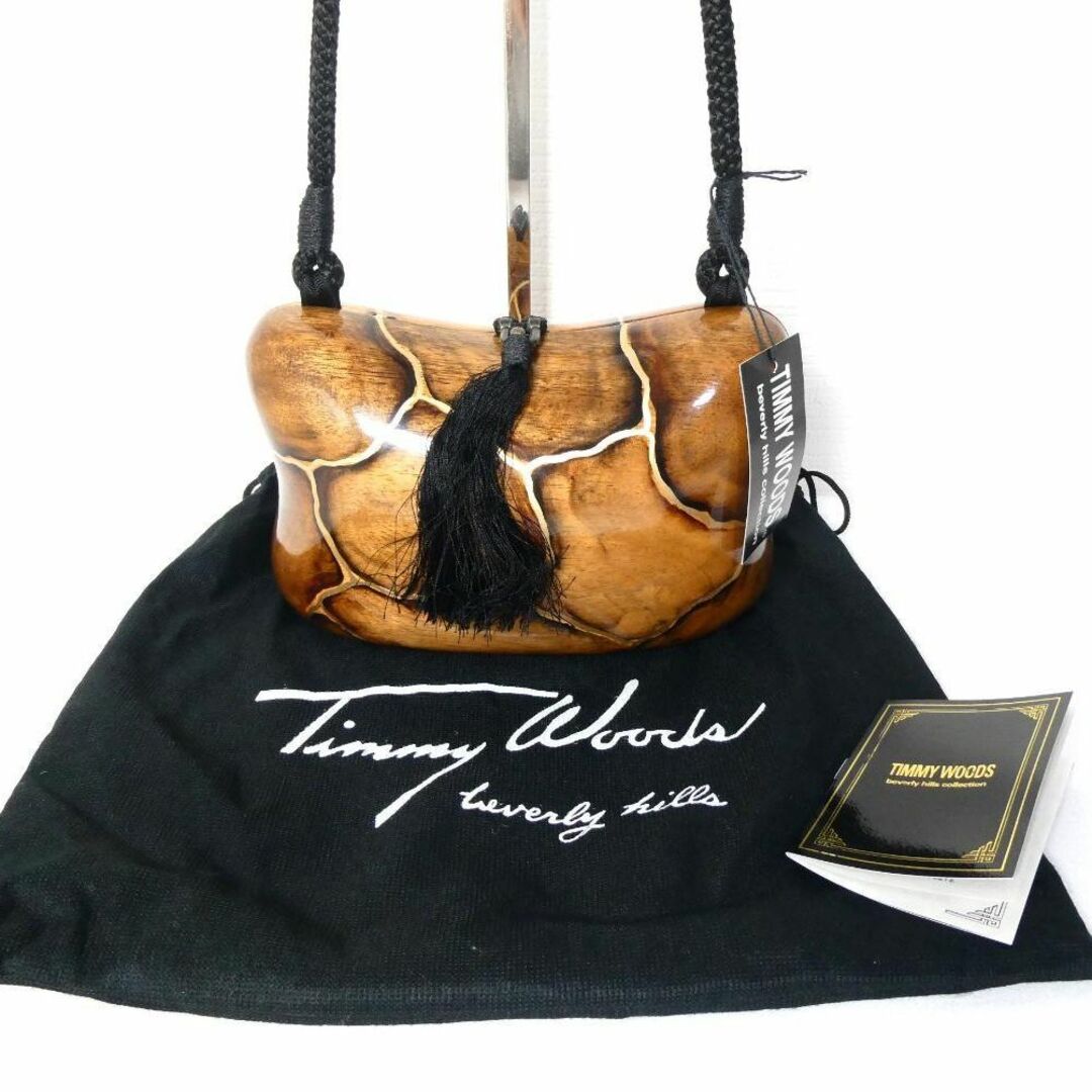 新品 ティミーウッズ 木製 木目 ジラフ柄 ハンドバッグ ショルダーバッグ