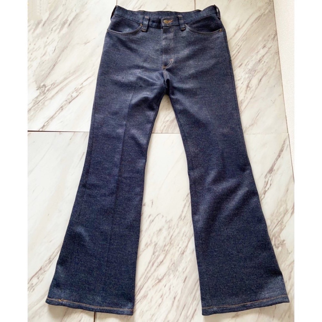 Lee(リー)の希少モデル vintage 70s Lee 濃紺 ジャージ素材 フレアパンツ メンズのパンツ(デニム/ジーンズ)の商品写真