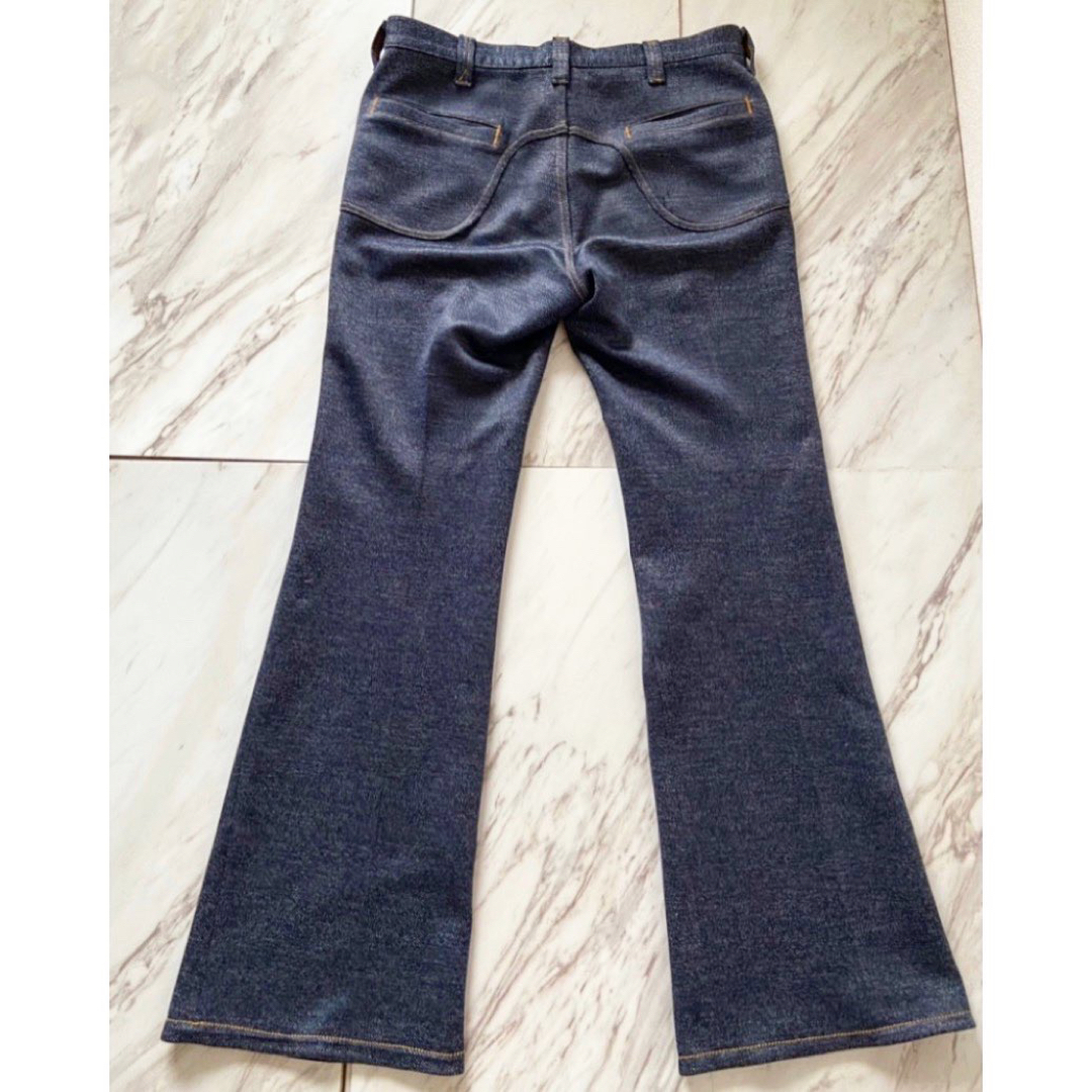 Lee(リー)の希少モデル vintage 70s Lee 濃紺 ジャージ素材 フレアパンツ メンズのパンツ(デニム/ジーンズ)の商品写真