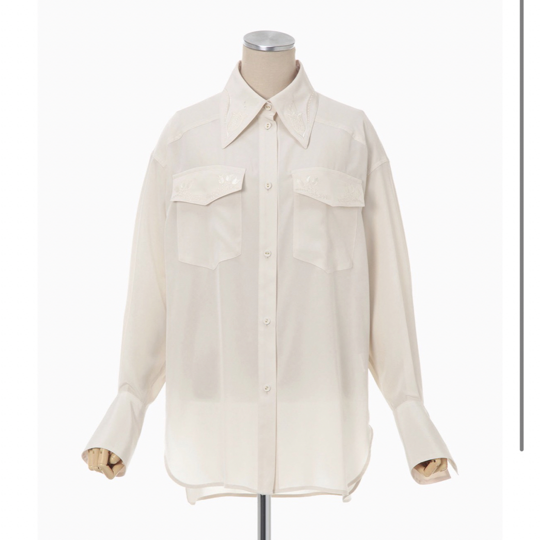 〈新品未使用〉Mame Kurogouchi 刺繍　シャツ　ホワイト