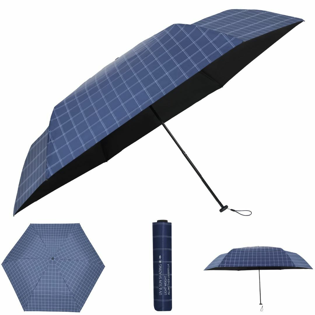 【色: ネイビー-1】折り畳み日傘 大きめ 超軽量189g 晴雨兼用 99.9％