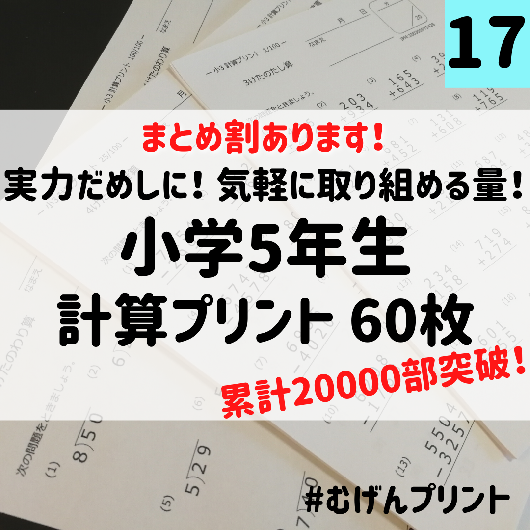 17.小学5年計算ドリル、小数分数、四谷大塚、朝学習、公文、七田、最
