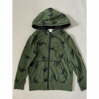 エイチアンドエム(H&M)のB282★H&M 男の子用 キッズ パーカー 羽織り 110 カーキ 恐竜(ジャケット/上着)