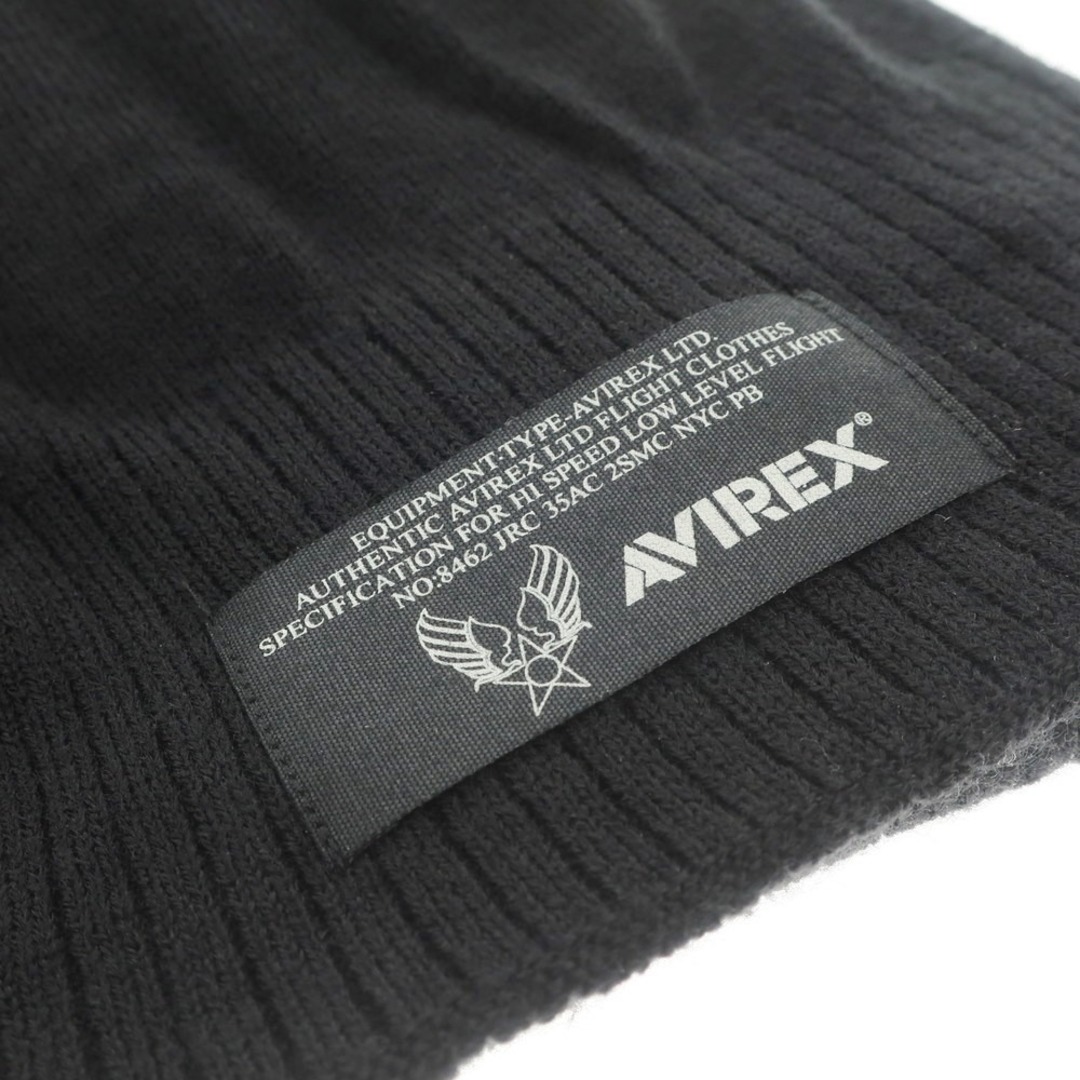 AVIREX(アヴィレックス)の【中古】アヴィレックス AVIREX アクリル ニットキャップ ブラック【サイズ57～59cm】【メンズ】 メンズの帽子(ニット帽/ビーニー)の商品写真