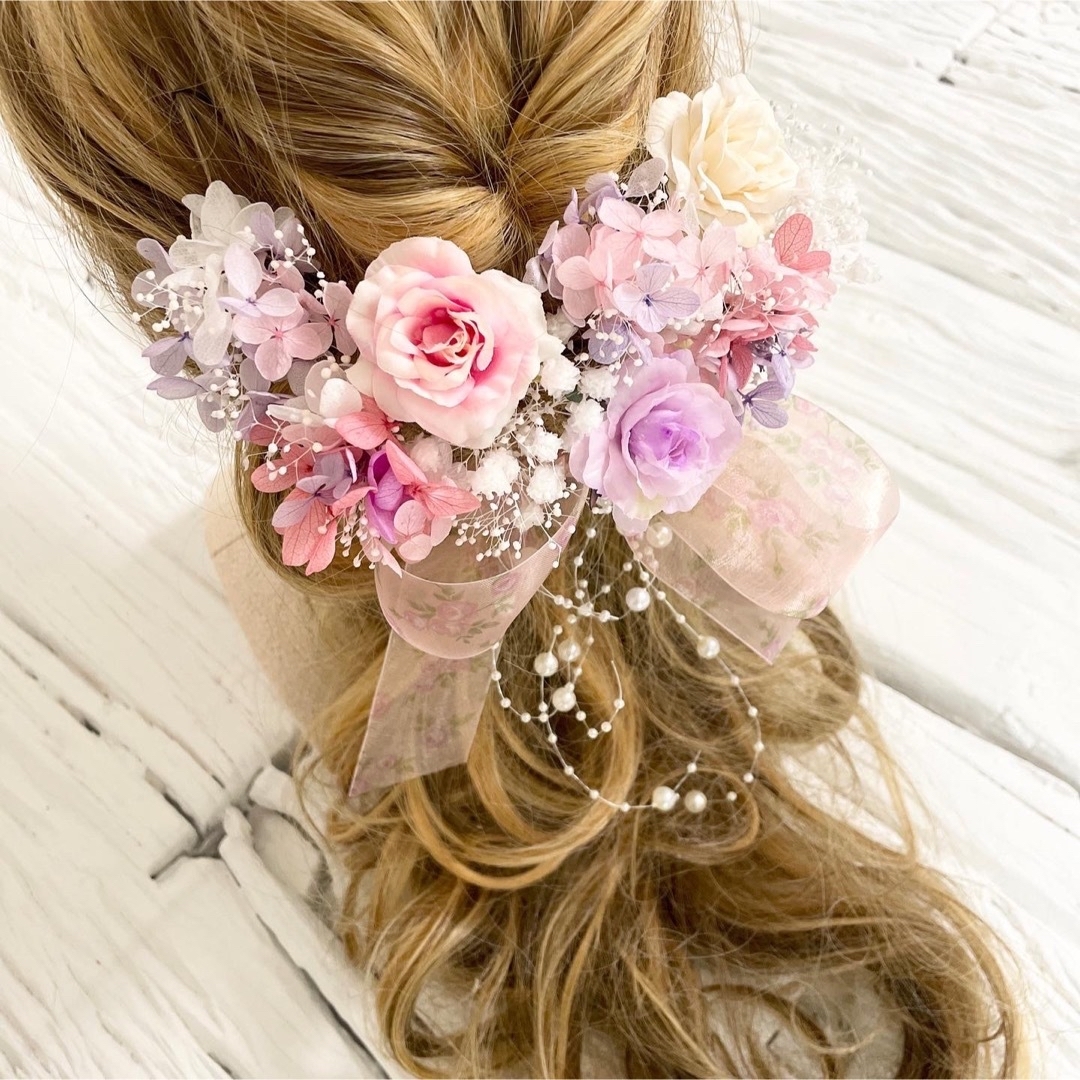 淡いピンクパープル 髪飾り ヘッドドレスの通販 by kiko's house｜ラクマ