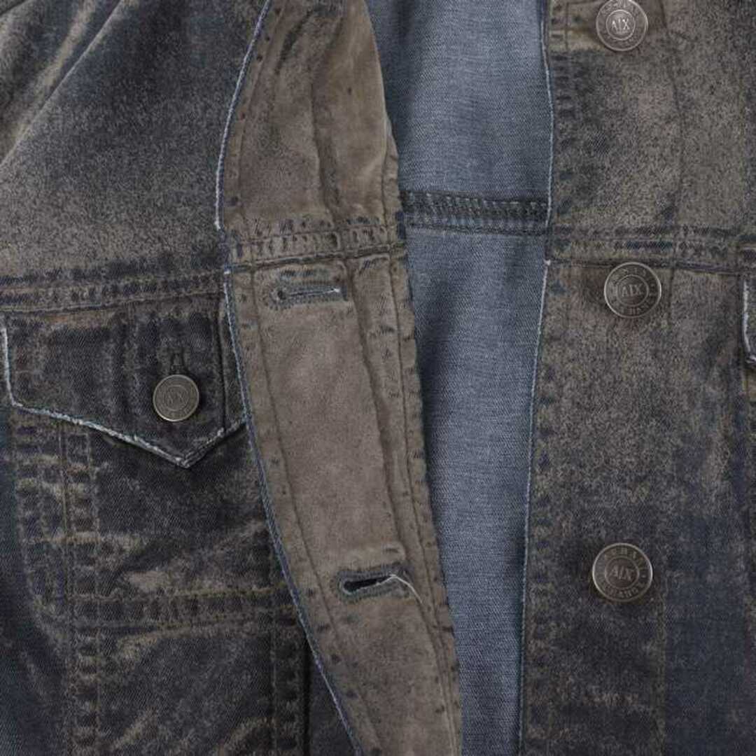 Armani(アルマーニ)のアルマーニエクスチェンジ デニムジャケット ビンテージ加工 コットン100% 無地 アウター レディース Mサイズ ブルー ARMANI レディースのジャケット/アウター(Gジャン/デニムジャケット)の商品写真