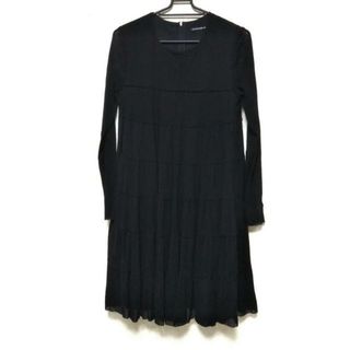 VIVIENNE TAM ノーカラーVネックサテンワンピース ベージュ×黒M