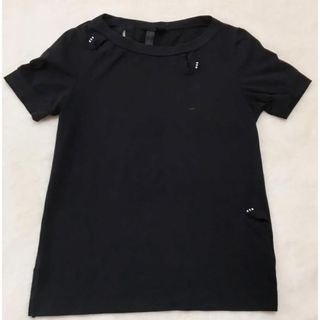 ワイスリー(Y-3)の【美品】Y-3  カットソー Tシャツ 半袖 ペイント 肌見せ S ブラック (カットソー(半袖/袖なし))