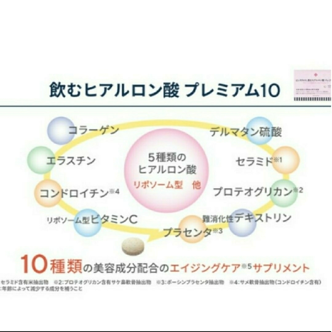 ★ピンククロス★飲むヒアルロン酸 プレミアム１０☆２４０粒☆美容ドリンクオマケ付 食品/飲料/酒の健康食品(コラーゲン)の商品写真