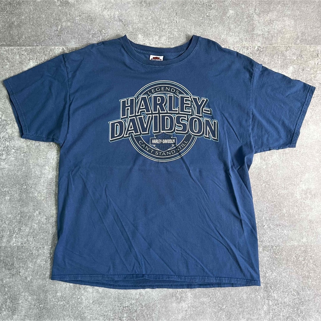 Harley Davidson”LOGO & BIKE” Tシャツ ブルー