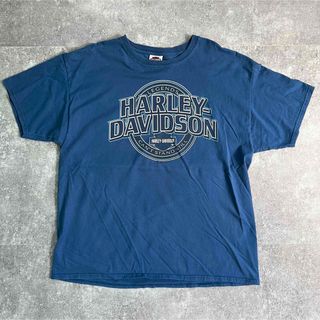 ハーレーダビッドソン(Harley Davidson)のHarley Davidson”LOGO & BIKE” Tシャツ ブルー(Tシャツ/カットソー(半袖/袖なし))