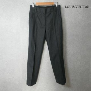 極美品 ルイヴィトン LOUIS VUITTON パンツ ロングパンツ ワイドパンツ ストライプ ウール ボトムス レディース 42(XL相当) ブラック/ホワイト