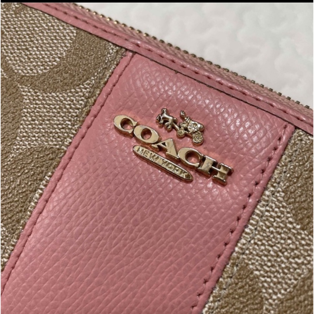 COACH - COACH❤︎ コーチ 長財布 シグネチャーストライプ ピンク