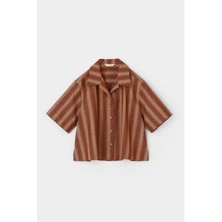 マウジー(moussy)のMOUSSY STRIPED OPEN シャツ ブラウン 美品 値下げ(シャツ/ブラウス(半袖/袖なし))