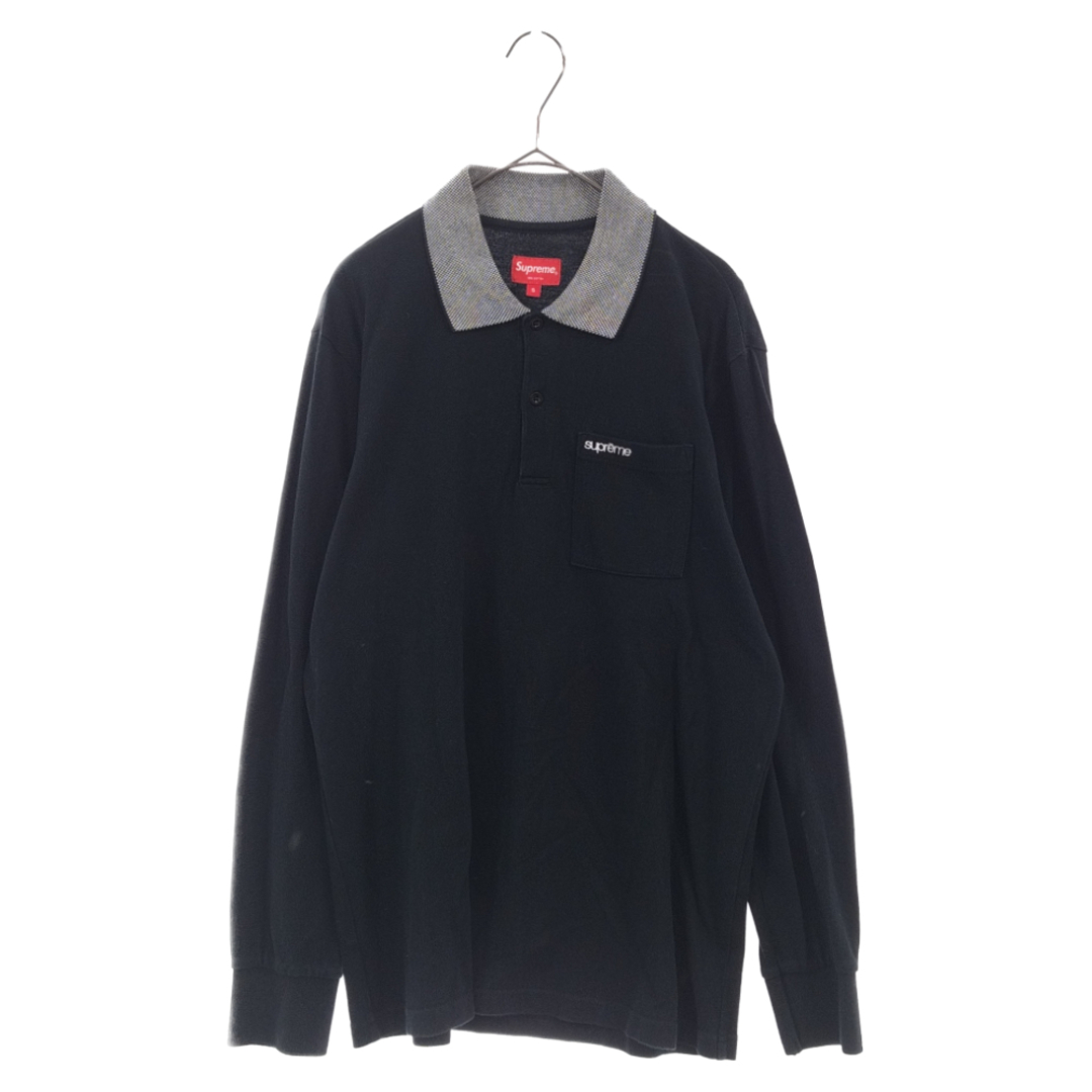 SUPREME シュプリーム 15AW Checker Rib L/S Polo 長袖ポロシャツ ブラック