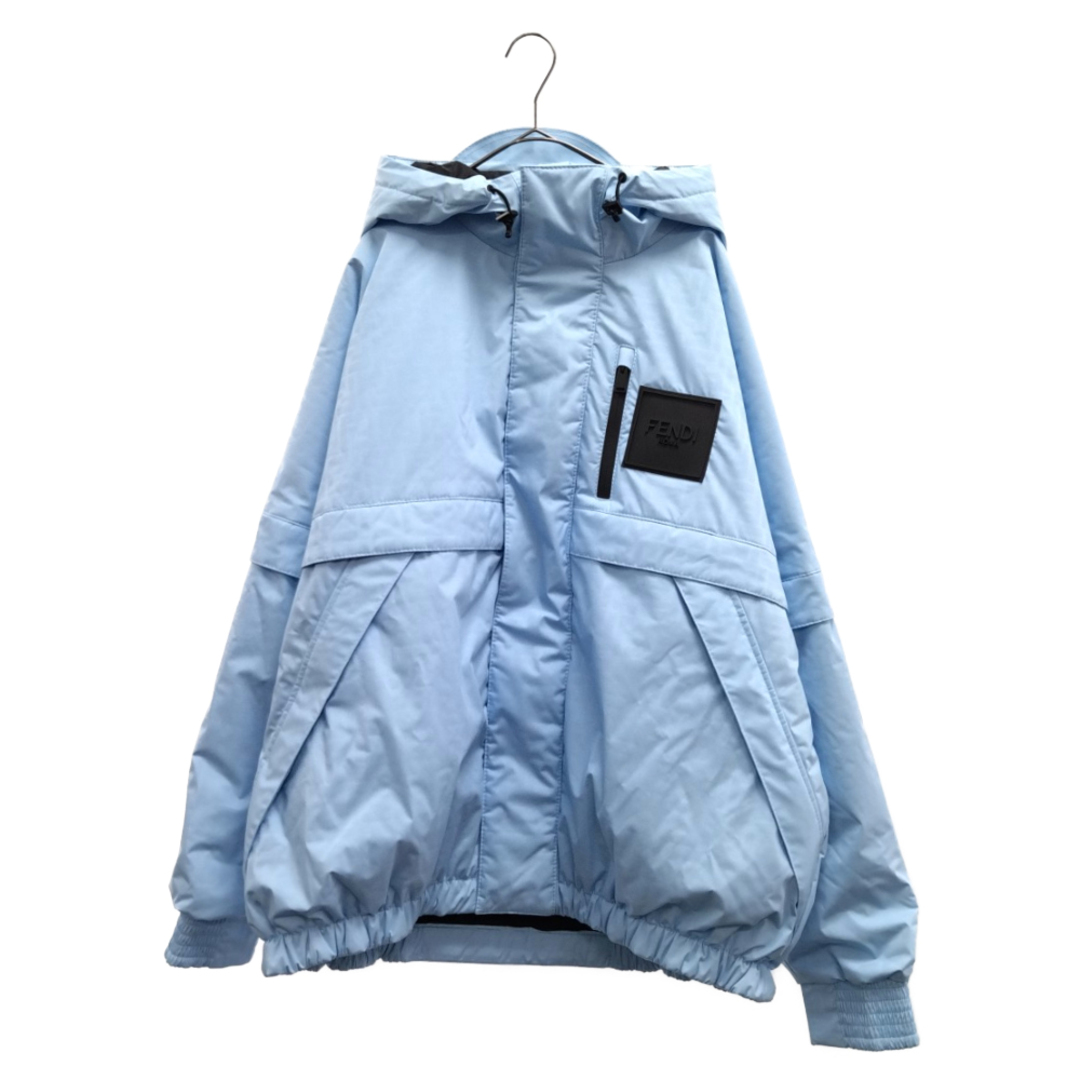 FENDI フェンディ PARKA OVER P.S. HYDRO SKI フロントロゴパッチ付き ズッカ柄 ナイロンパフィージャケット スキーウェア FAA853 AI54 ブルー