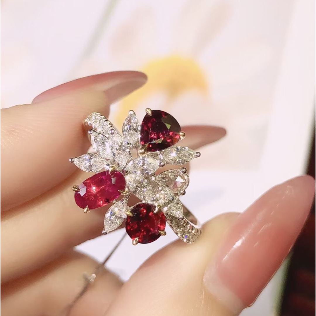 ネックレス天然 ルビー ダイヤモンド リング 1.32ct k18 ¥