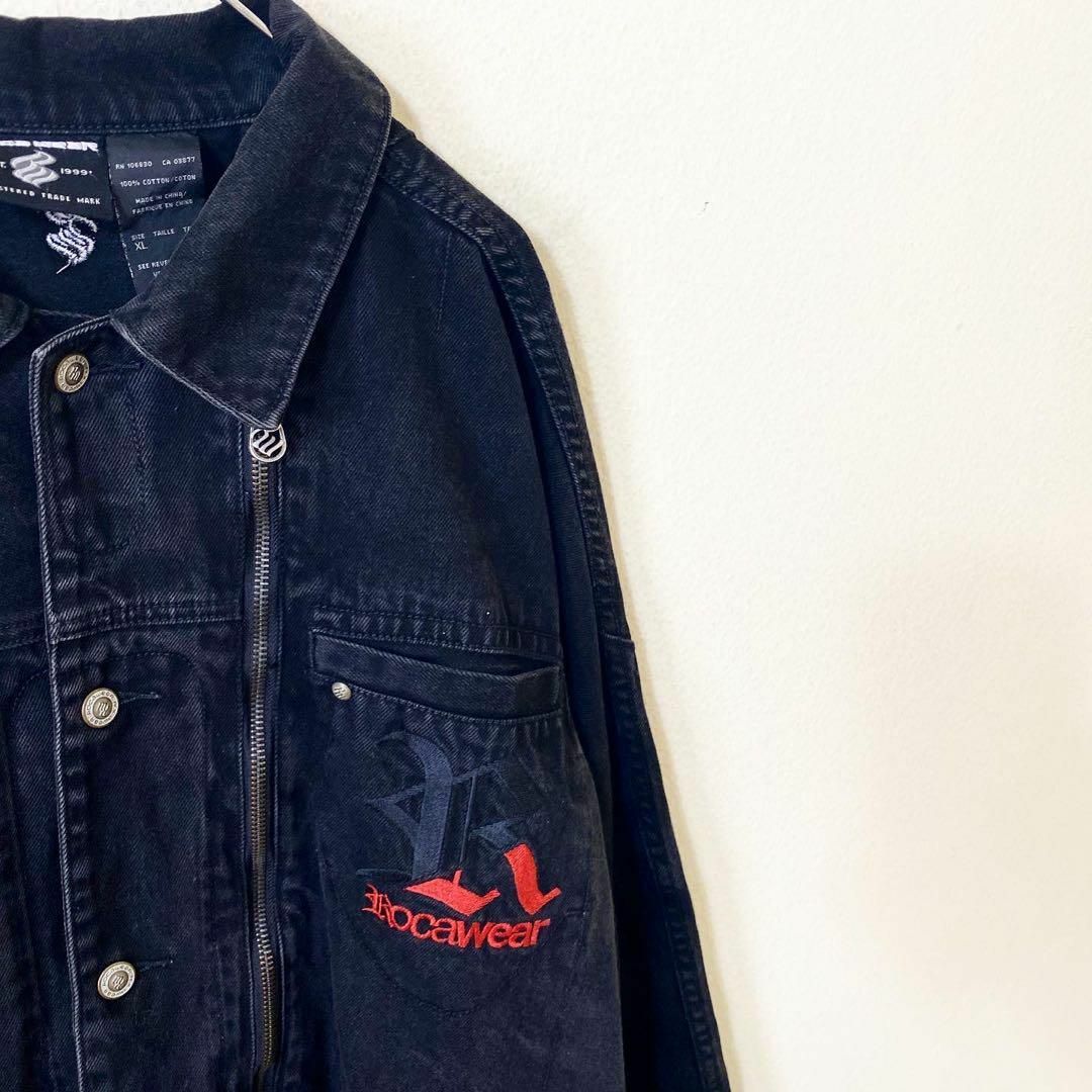 ROCAWEAR ブラックデニムジャケット 古着 ストリート ヒップホップ
