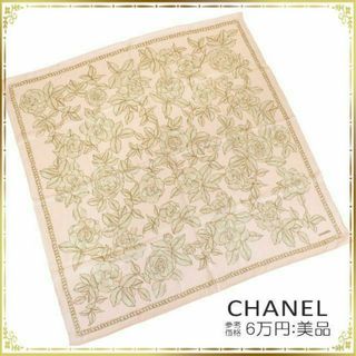 シャネル(CHANEL)の【全額返金保証・送料無料】シャネルのスカーフ・正規品・美品・大判・カメリア・希少(バンダナ/スカーフ)