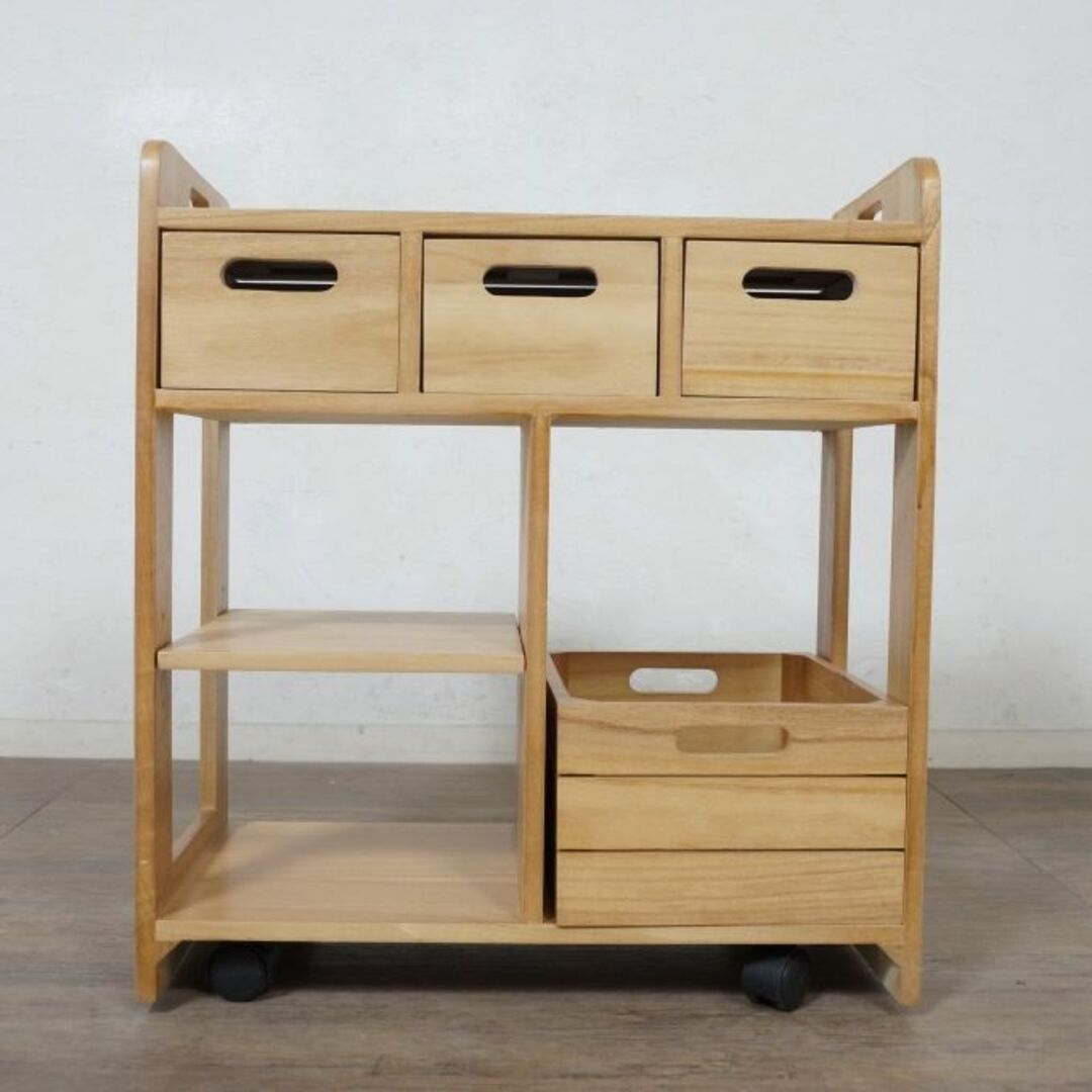 安い販売品 天然木 キッチンワゴン 対面 コンパクト アウトレット