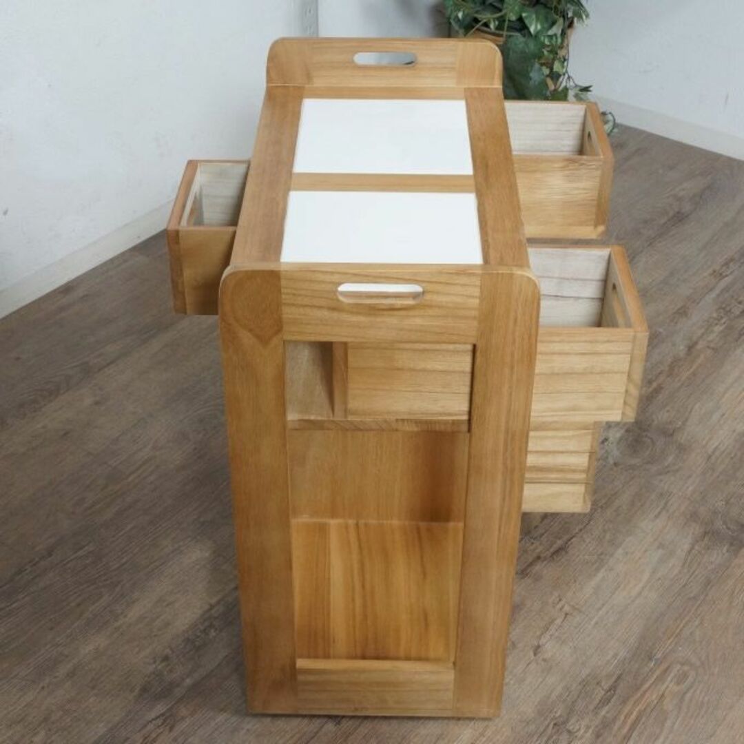 安い販売品 天然木 キッチンワゴン 対面 コンパクト アウトレット