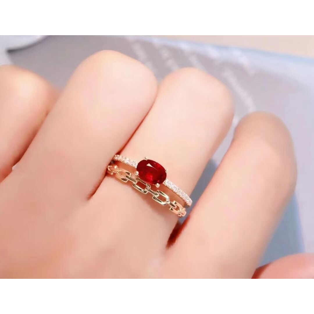 ネックレス天然 ルビー ダイヤモンド リング 1.45ct k18 ¥