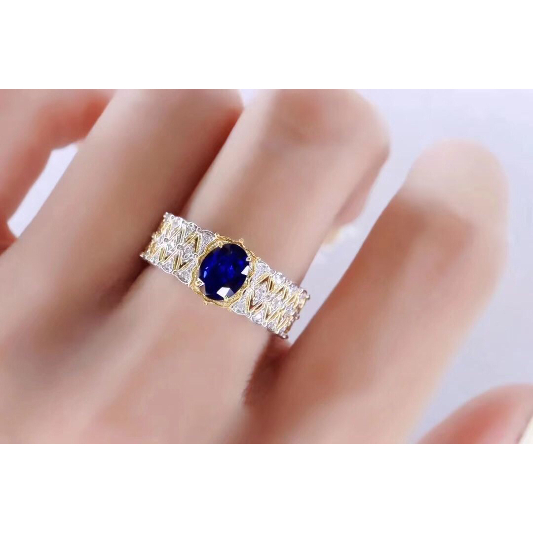 ⭐天然 ロイヤルブルーサファイア ダイヤ リング k18 0.68ct