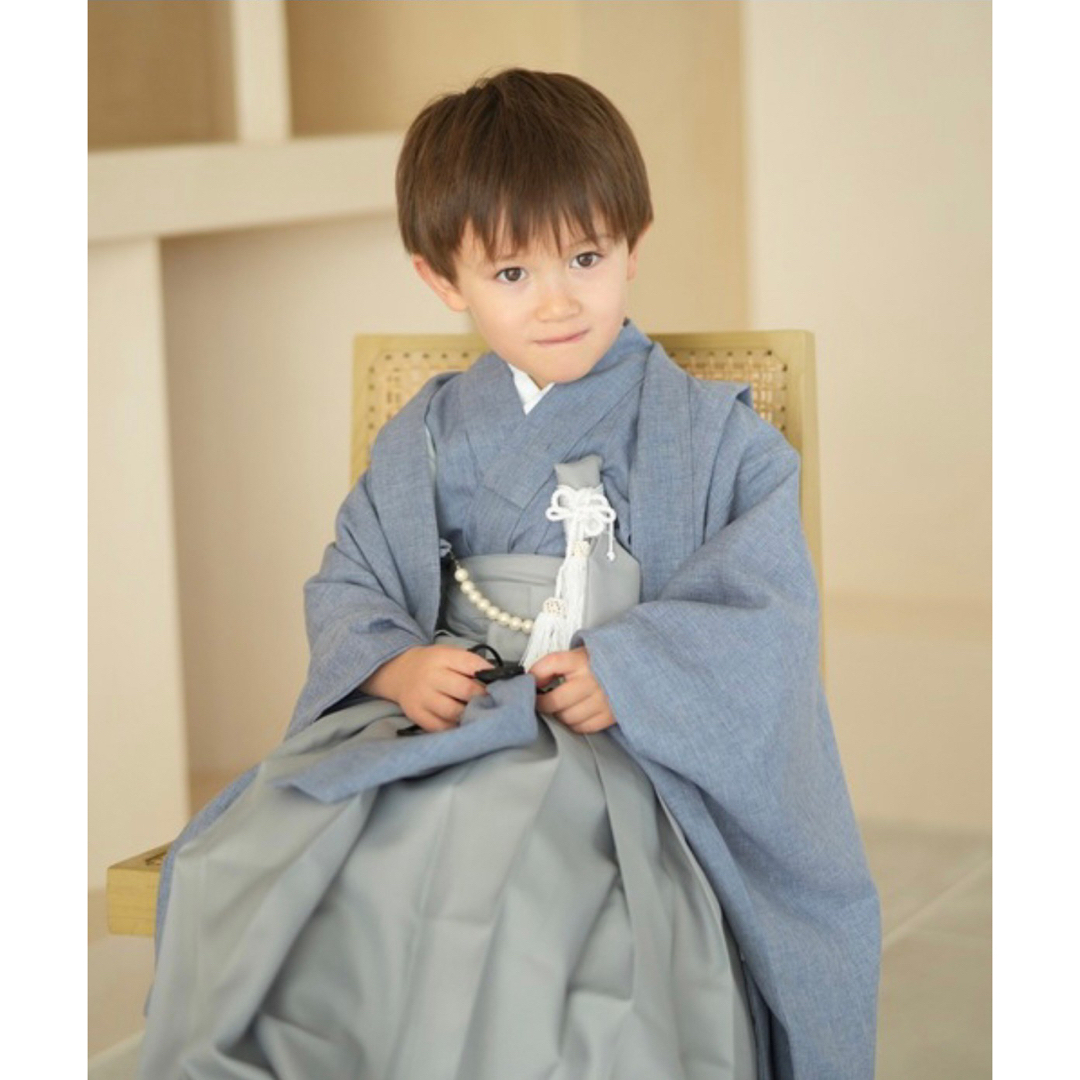 新品【ブルー×グレー】utatane かぷり 七五三 5歳 袴 男の子 - 和服/着物